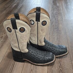 Double H Men's Black and Cream Western Boots